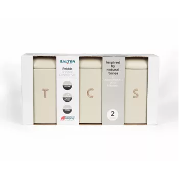 Salter BW13729OEU7 Pebble Conjunto de 3 recipientes de armazenamento Stone, bege