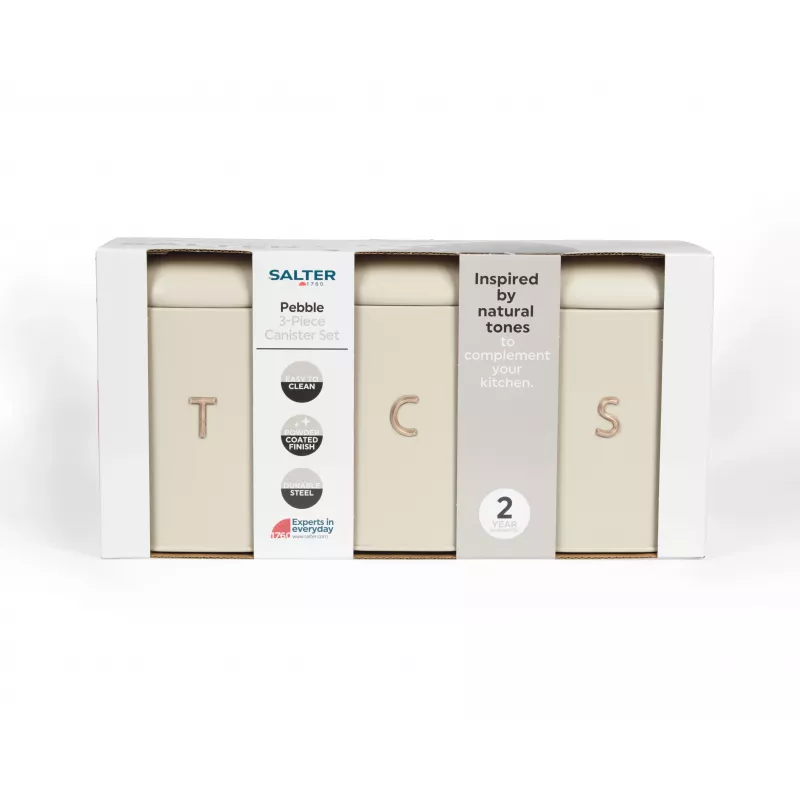 Salter BW13729OEU7 Pebble Conjunto de 3 recipientes de armazenamento Stone, bege