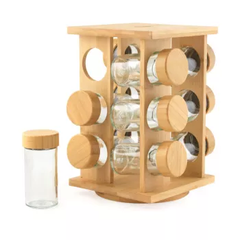 Roda de especiarias Salter BW14238 Bamboo com 16 recipientes de vidro