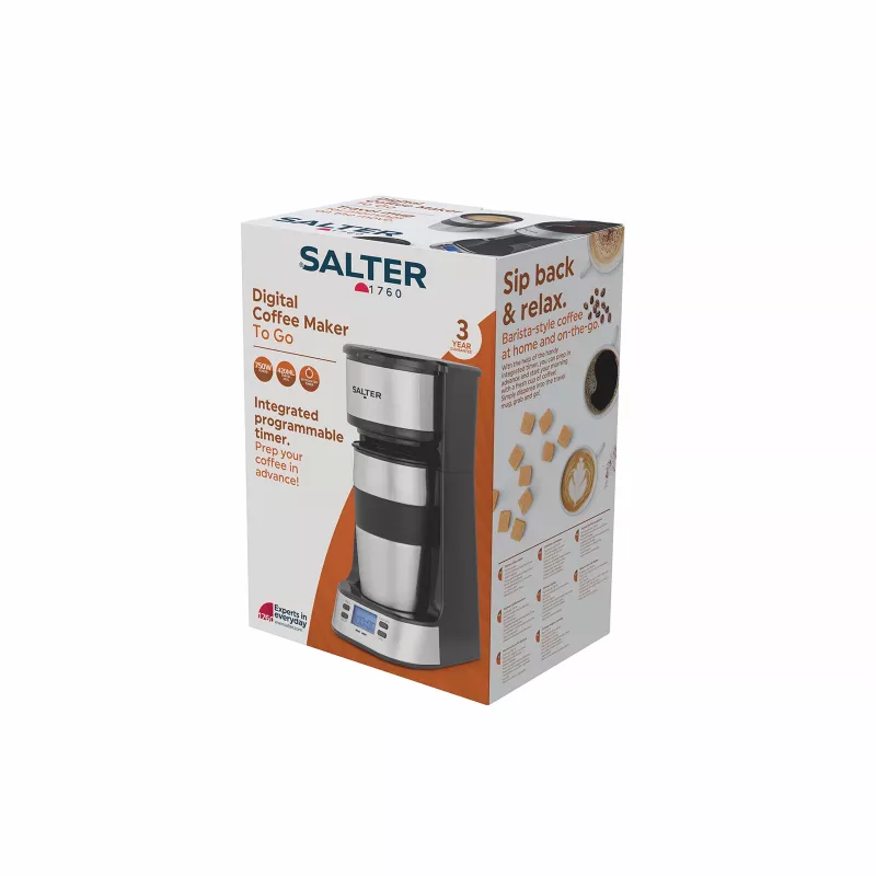 Salter EK2732FVDE Máquina de café digital - 1,5 l, 12 chávenas, preto e prateado