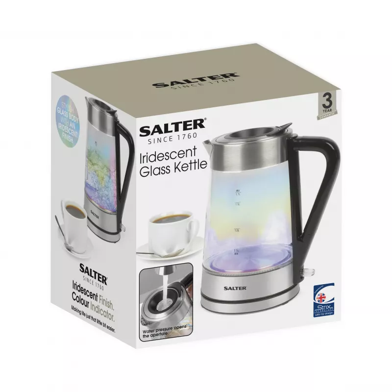 Salter EK5078IRFVDE Chaleira elétrica de vidro iridescente 1,7L 3000W