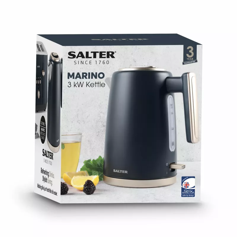 Salter EK5561BGRYFVDE Chaleira de ebulição rápida Marino - 1,7 l, 3000 W, aço inoxidável, cinzento
