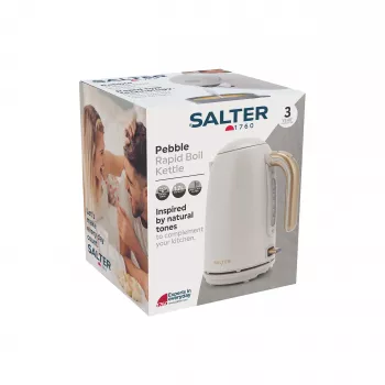 Salter EK6085OBVDE Chaleira de ebulição rápida Pebble 1.7L 3000W preto obsidiana