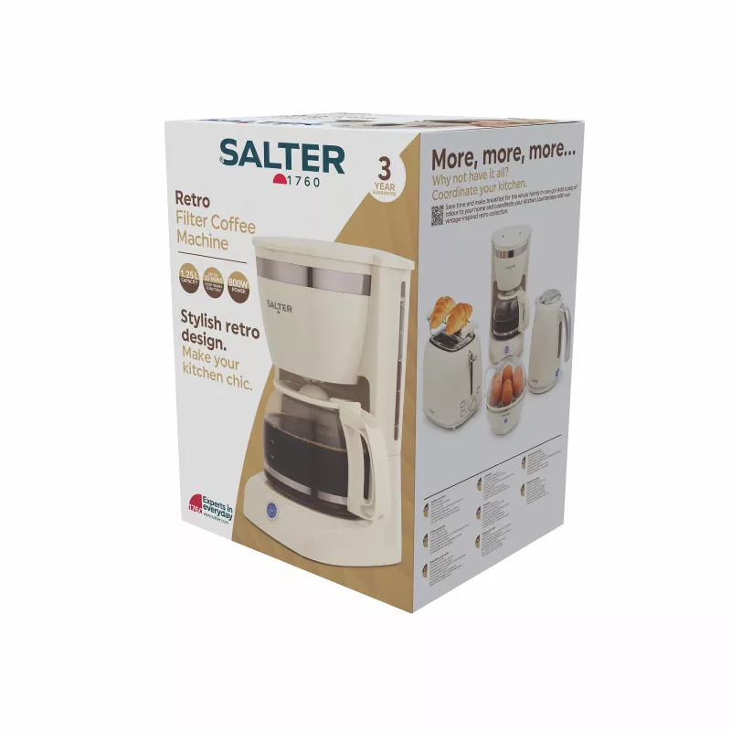 Salter EK6695CRMVDE Máquina de café de filtro retro 1,25 l 900 W creme