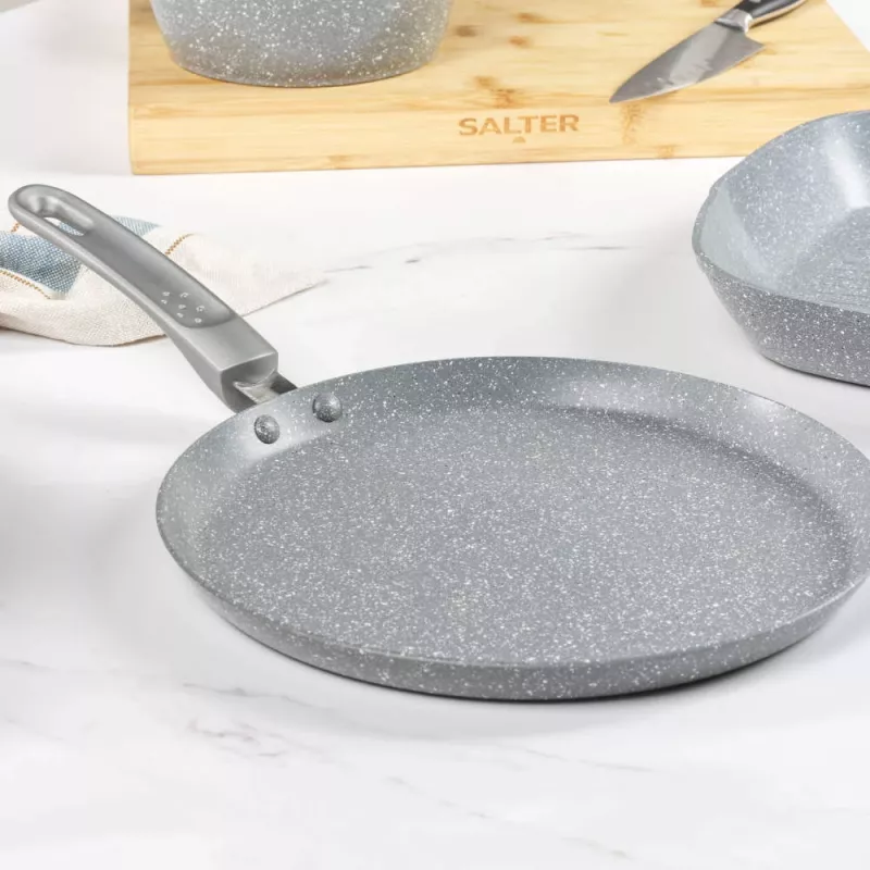 Salter Marblestone frigideira para panquecas de 25cm – ultra antiaderente, compatível com indução, cinzento