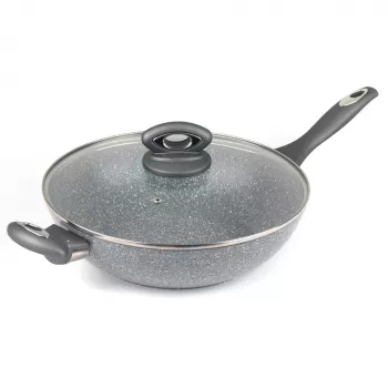 Wok Salter Marblestone 28cm cinzento - alumínio forjado, antiaderente, adequado para indução