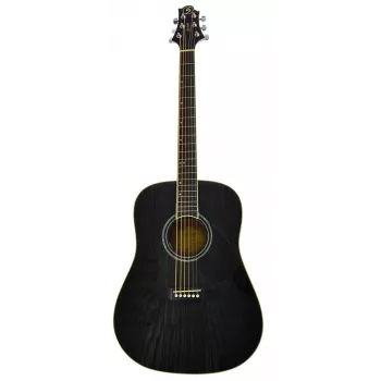 Guitarra acústica Samick D-4 TBK - Dreadnought, tampo em abeto, Trans Black