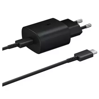 Samsung Adaptador de Viagem de Carregamento Super Rápido USB-C 25W com Cabo USB-C para USB-C - Preto