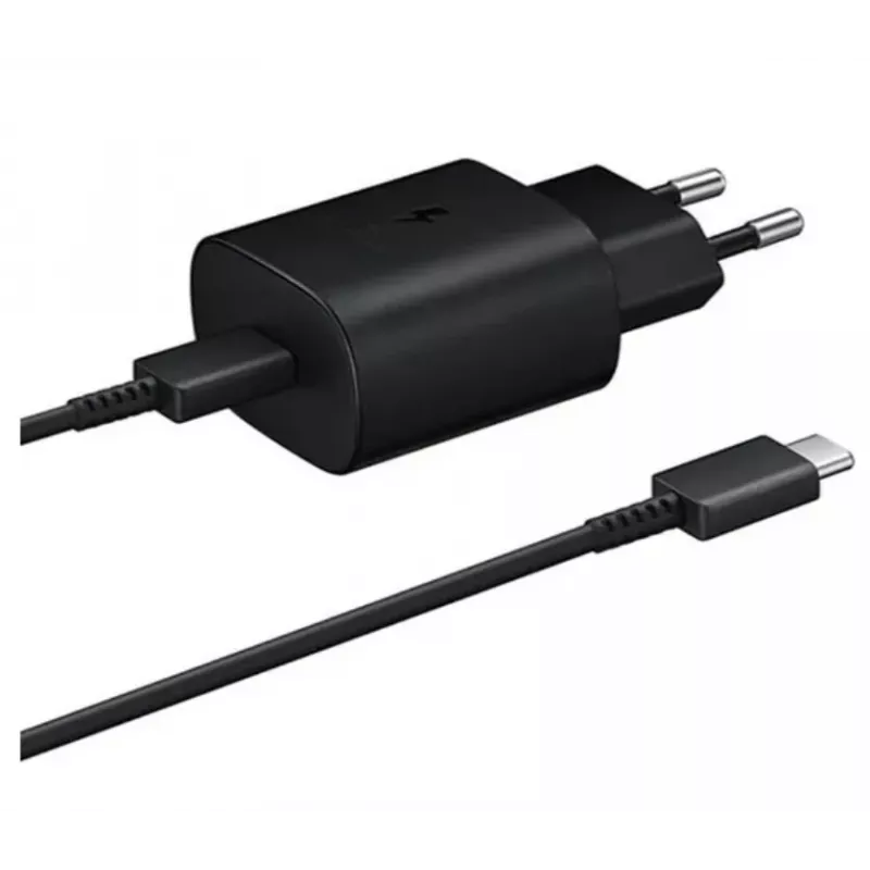 Samsung Adaptador de Viagem de Carregamento Super Rápido USB-C 25W com Cabo USB-C para USB-C - Preto