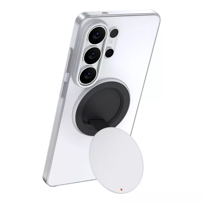 Samsung by Hochuen Suporte de secretária magnético 360° para smartphones e tablets – prateado, universal, dobrável, alumínio com ímanes N52