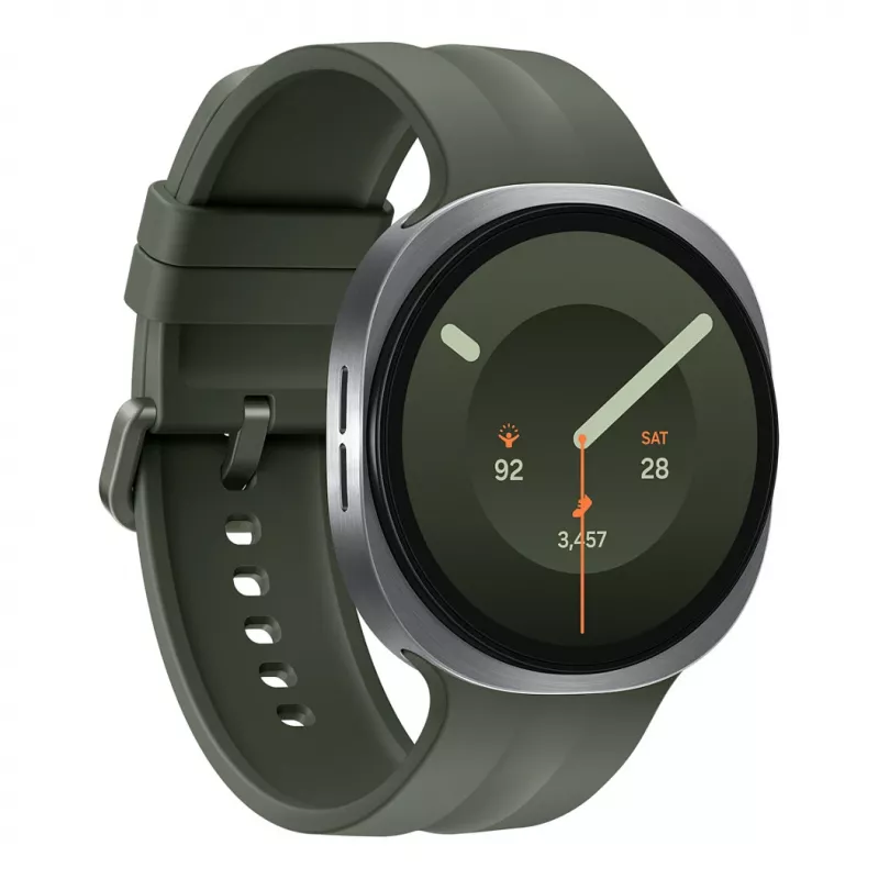 Smartwatch Samsung Galaxy Watch9 LTE 44 mm prateado com bracelete desportiva Olive M/L
