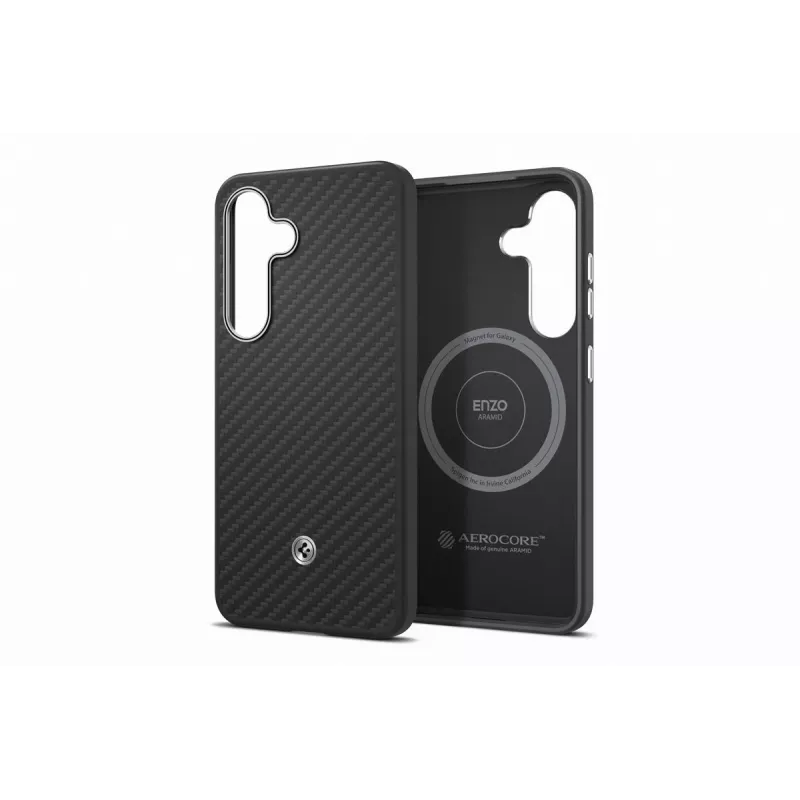 Samsung GP-FPS931PGABW Capa Enzo Aramid para Samsung Galaxy S25, Preto Prateado