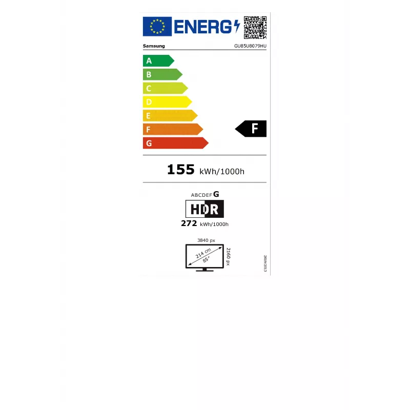 Samsung GU85U8079HUXZG TV Smart LED 4K Ultra HD 85 polegadas com Tizen, HDR10+, Crystal Processor 4K, 3 HDMI, 2 USB, Wi-Fi, LAN, Bluetooth, VESA 400x300, altifalantes 20W, DVB-T2/C/S2, versão DE