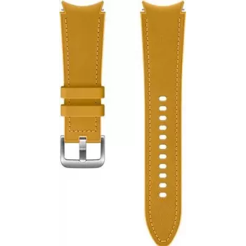 Braçadeira híbrida em pele Samsung para Galaxy Watch4, Watch5, Watch6 (20 mm, M/L, amarelo mostarda)
