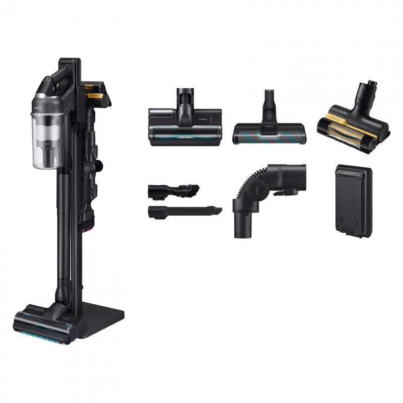 Aspirador vertical com bateria Samsung Jet 95S CompleteClean – VS70H28HFC/WD, cinzento cetim, 210 AW, 60 min. de autonomia, iões de lítio