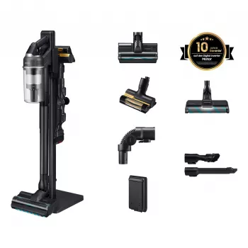 Aspirador vertical com bateria Samsung Jet 95S CompleteClean – VS70H28HFC/WD, cinzento cetim, 210 AW, 60 min. de autonomia, iões de lítio