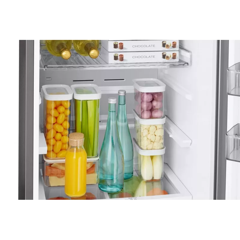 Combinado de frigorífico e congelador Samsung RB38C7B6BS9/EF com congelador em baixo, 390L de volume total, No Frost, compressor Digital Inverter, aspeto de aço inoxidável, Wi-Fi SmartThings