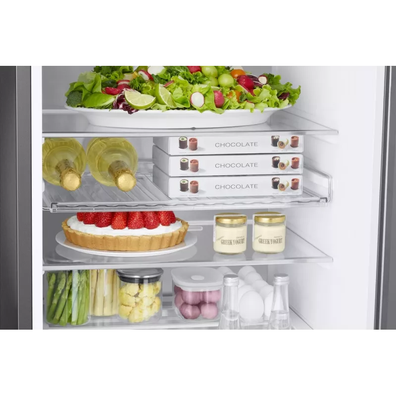 Combinado de frigorífico e congelador Samsung RB38C7B6BS9/EF com congelador em baixo, 390L de volume total, No Frost, compressor Digital Inverter, aspeto de aço inoxidável, Wi-Fi SmartThings