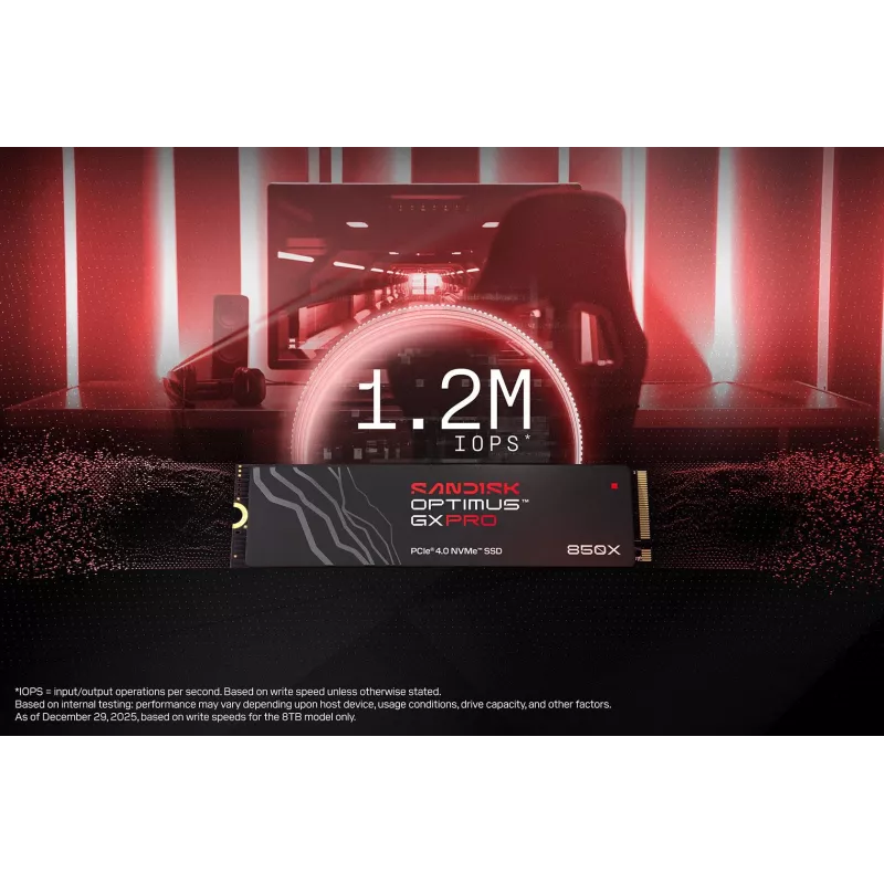 SanDisk 2TB M.2 NVMe PCIe 4.0 SSD interna - 7300 MB/s de leitura, 6600 MB/s de escrita