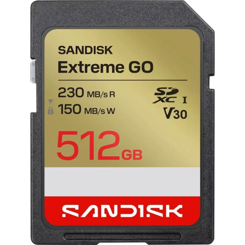 Cartão de memória SanDisk Extreme GO SDXC 512 GB UHS-I 230 MB/s Read V30 U3