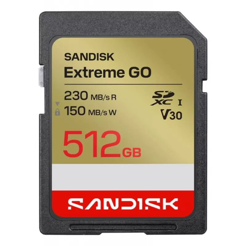 Cartão de memória SanDisk Extreme GO SDXC 512 GB UHS-I 230 MB/s Read V30 U3