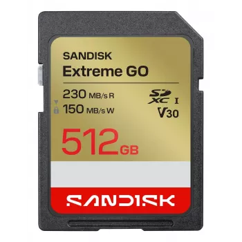 Cartão de memória SanDisk Extreme GO SDXC 512 GB UHS-I 230 MB/s Read V30 U3