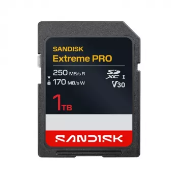 SanDisk Extreme Pro SDXC 1TB até R 250MB/s W 170MB/s UHS-I, 4K UHD