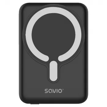 Powerbank sem fios magnética Savio BA-12 10000 mAh preta