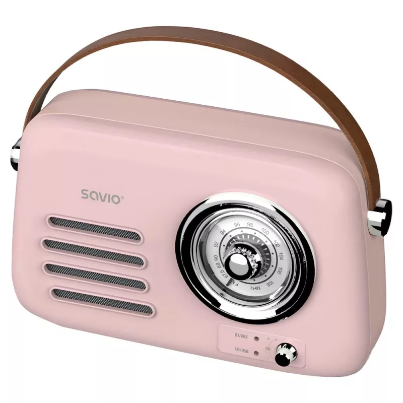 SAVIO RS-03 rádio portátil FM/AM com reprodução MP3 USB/SD, rosa