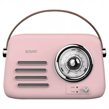 SAVIO RS-03 rádio portátil FM/AM com reprodução MP3 USB/SD, rosa