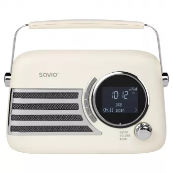 SAVIO RS-04 rádio portátil DAB+ FM com bateria recarregável, ecrã LCD, duplo alarme, preto