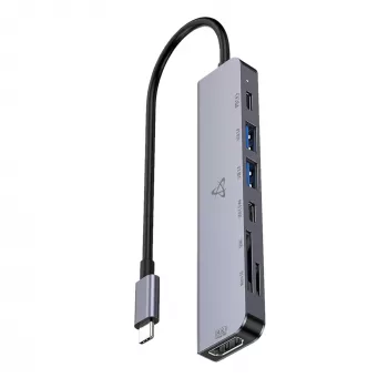 Hub USB-C 7-em-1 SBOX H-999 Space Gray