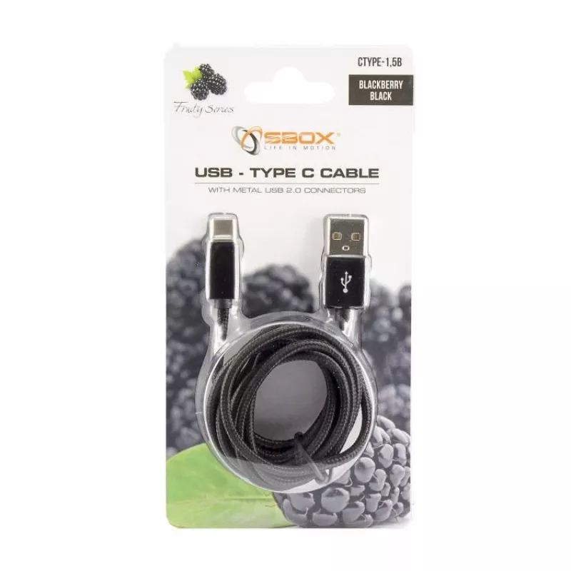 Cabo SBOX USB-TYPEC-15B USB-A para USB-C 1,5 m Blackberry Black