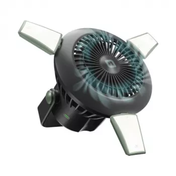 Ventilador portátil SBS com powerbank de 4000mAh, luz LED e carregamento solar