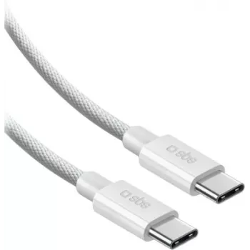 SBS cabo USB-C para USB-C trançado em nylon 2m 100W branco