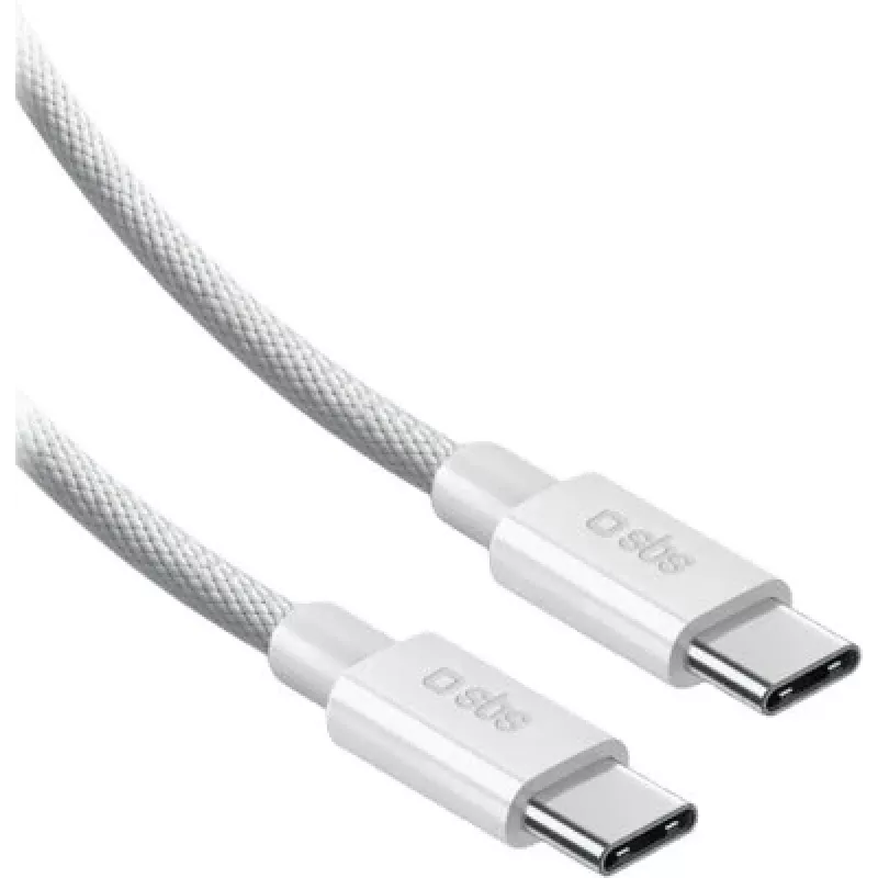 SBS cabo USB-C para USB-C trançado em nylon 2m 100W branco