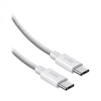 SBS cabo USB-C para USB-C trançado em nylon 2m 100W branco
