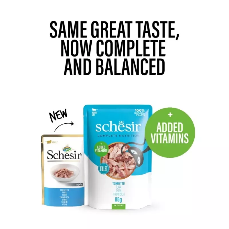 SCHESIR atum em geleia comida húmida para gatos - lata de 85 g