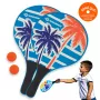 SCHILDKRÖT Conjunto de paddle ball de praia, 4 peças, 2 raquetes de madeira lacada, 2 bolas de borracha, 378 mm 970157