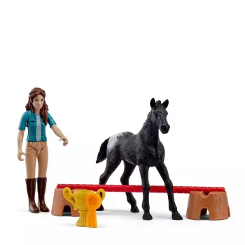 Conjunto de bolso Schleich Horse Club! Vitória no torneio com Flocke