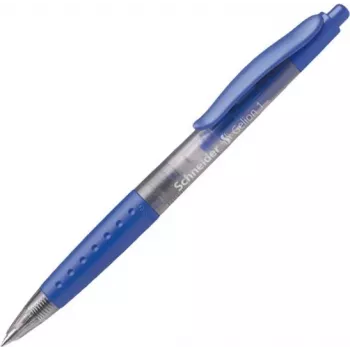 Schneider Gelion 1 Caneta esferográfica de clique - Tinta azul, média 1,0 mm, corpo azul transparente, pega para ambas as mãos 101003