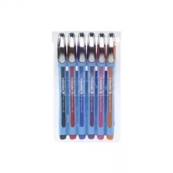Conjunto de canetas de esferográfica Schneider Slider Memo XB - 6 cores diferentes (preto, azul, vermelho, verde, laranja, violeta) - ponta de aço inoxidável extralarga 1,4 mm - tinta Viscoglide de secagem rápida 150296
