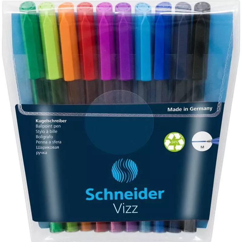 Conjunto de esferográficas Schneider Vizz M com 10 cores diferentes Medium 102290