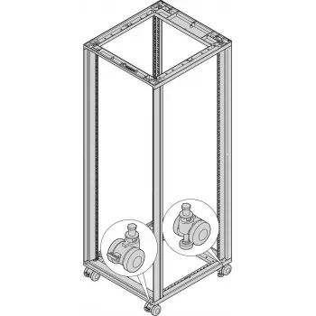 SCHROFF conjunto de rodas com pés niveladores, capacidade de carga 400 kg, rodas 60 mm, pack de 4 27230068