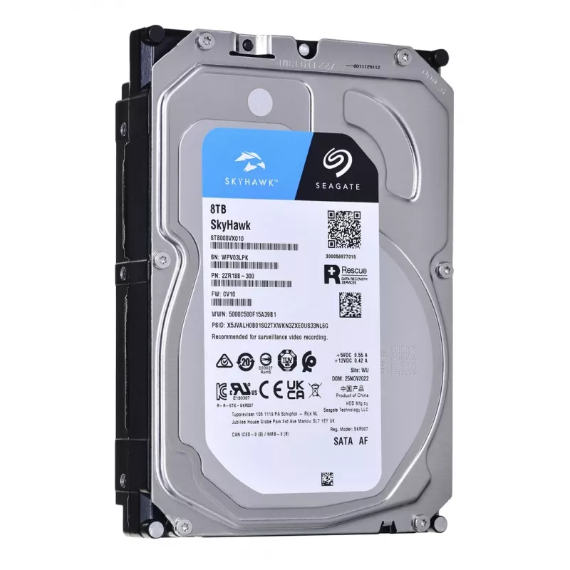 Seagate SkyHawk ST8000VX010 8 TB Disco Rígido Interno de Vigilância - 3,5 polegadas SATA 6Gb/s