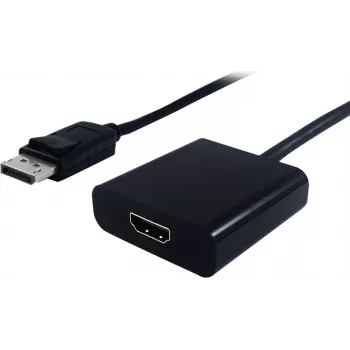SECOMP Cabo adaptador DisplayPort ficha macho para HDMI conector fêmea, 0,15 m, preto, Full HD, passivo 11.55.3203