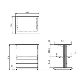 SECOMP Roline Suporte para impressora com rodas, cinzento/branco/cinzento-claro, 2 prateleiras, 500x400x600 mm 17.01.1089