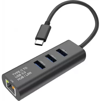 SECOMP STANDARD conversor USB-C para Gigabit Ethernet + hub USB 3.0 de 3 portas (S1431)