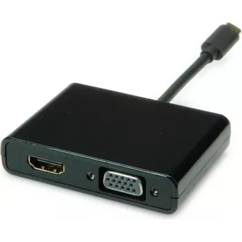 SECOMP STANDARD Adaptador de ecrã USB-C para HDMI + VGA, 4K HDMI, 1080p VGA, preto, 0,1m S3250