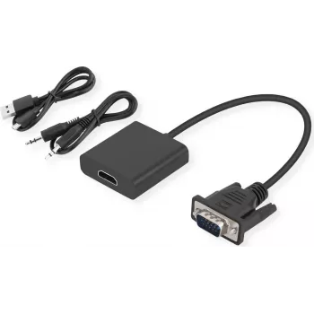 SECOMP STANDARD Cabo adaptador VGA + Áudio para HDMI, 0,23 m, Preto S3211